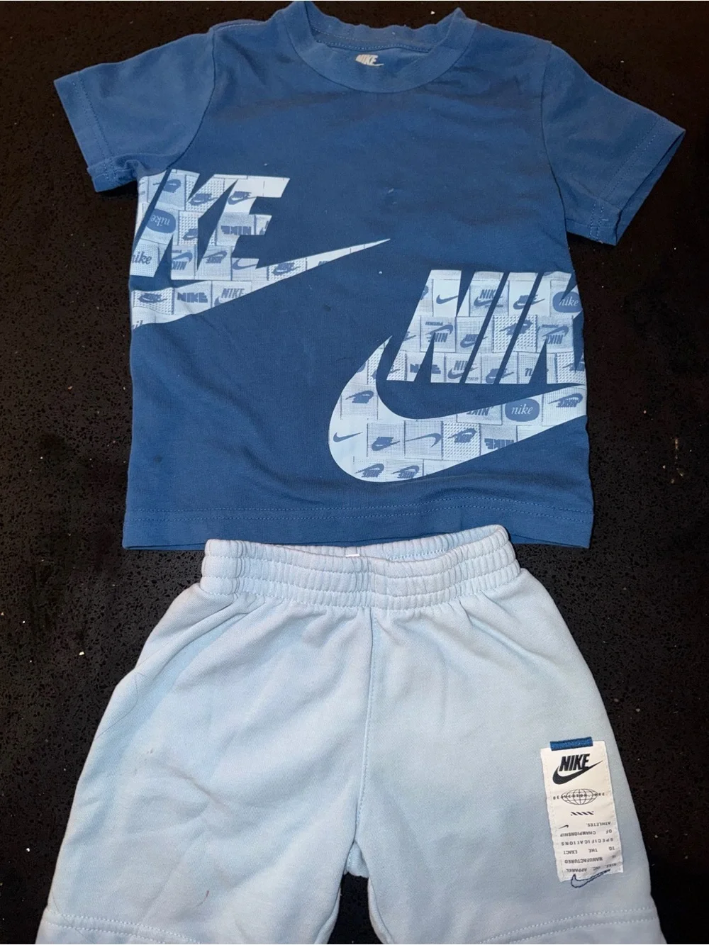 Nike Blue Graphic Tee with Light Blue Shorts